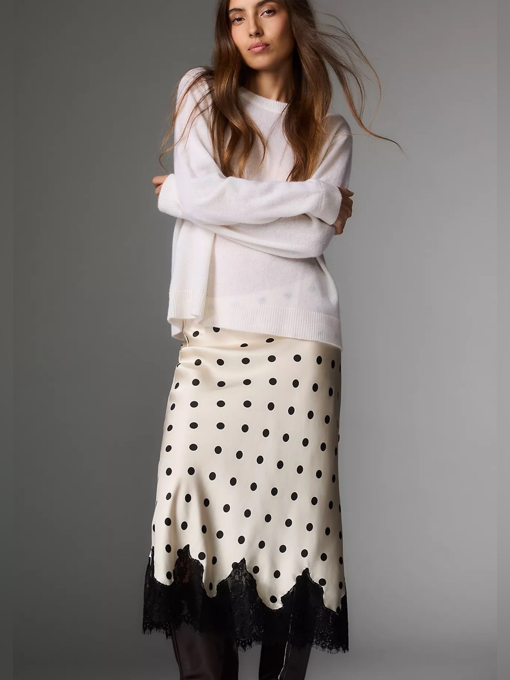 Reformation Carolina Lace Trim Silk Midi Skirt, XS S M L